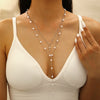 Jewelry Accessories Double Layer Beaded Cross Necklace Alloy Geometric Gold Plated