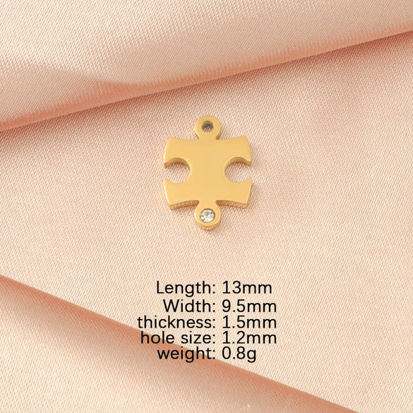 Jewelry Accessories Fashion Stainless Steel Mirror Pendant With Drill Irregular Jigsaw Diy Bracelet Necklace Fine Polishing