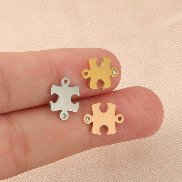 Jewelry Accessories Fashion Stainless Steel Mirror Pendant With Drill Irregular Jigsaw Diy Bracelet Necklace Fine Polishing