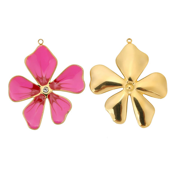 Jewelry Accessories Fivepetal Flower Dripping Oil Earrings And Pendant Necklace