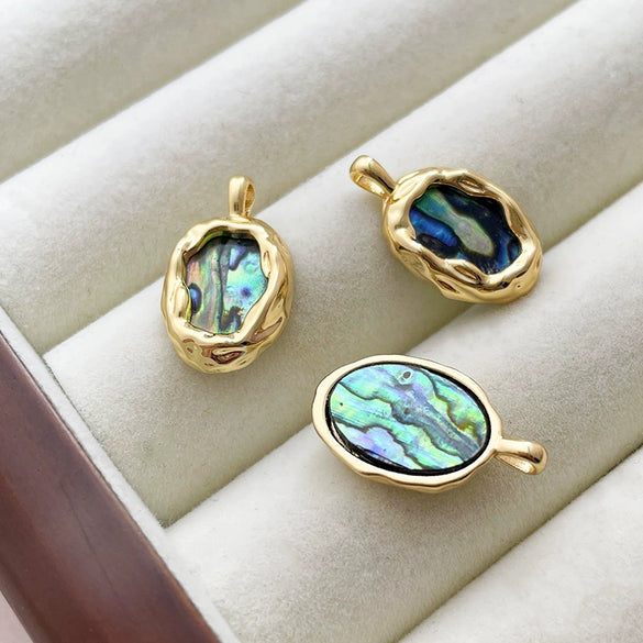Jewelry Accessories Fritillary Abalone 14K Goldfilled Lines Pattern Electroplated Diy Handmade