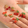 Jewelry Accessories Fruit Pattern Stainless Steel 18K Gold Plated Handmade Earrings Necklace With Oil Drop Pendant
