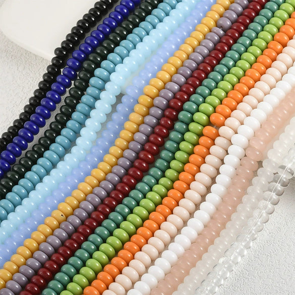 Jewelry Accessories Glass Glazed Pearlescent Flat Beads For Diy Bracelet Necklace