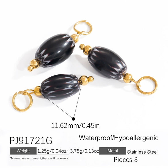 Jewelry Accessories Glass Oval Bead Necklace Pendant Titanium Steel Glazed Nepalese Style Geometric Electroplated