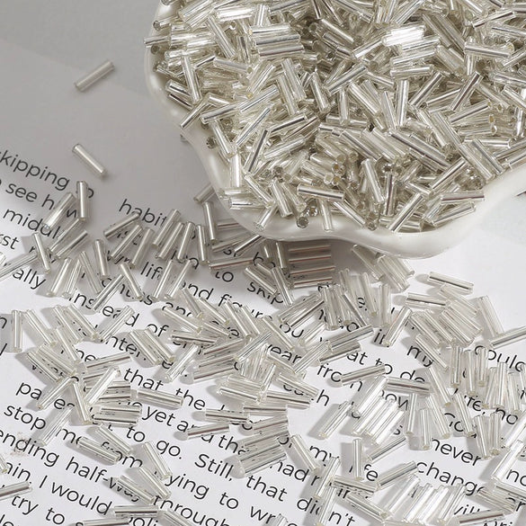 Jewelry Accessories Glass Silverfilled Tube And Rice Beads Handmade Diy Beading Materials