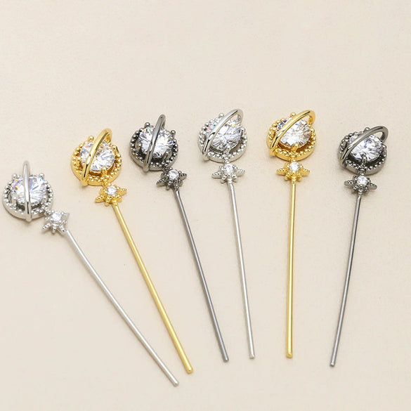 Jewelry Accessories Globe Shape Copper Plated Real Gold Inlaid Zirconium Handmade Baroque Pearl Material Electroplated