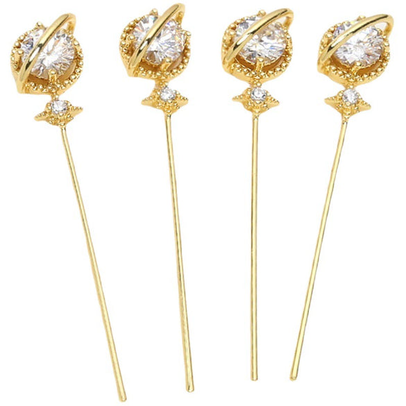 Jewelry Accessories Globe Shape Copper Plated Real Gold Inlaid Zirconium Handmade Baroque Pearl Material Electroplated