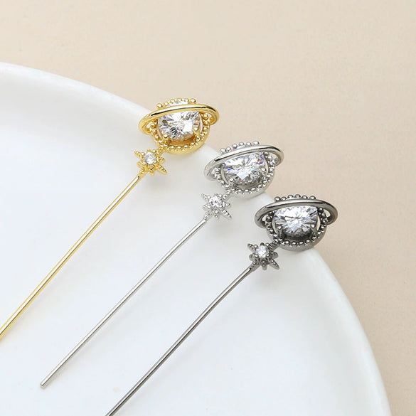 Jewelry Accessories Globe Shape Copper Plated Real Gold Inlaid Zirconium Handmade Baroque Pearl Material Electroplated