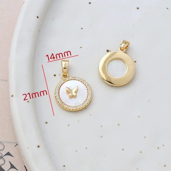 Jewelry Accessories Handmade With Natural Fritillary Bag Phlogopite Pendant Retro Style Electroplated 14K Gold Color Retention
