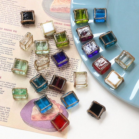 Jewelry Accessories Handwoven Retro Square Crystal And Antique Old Glass Beads Earrings Bracelet Necklace