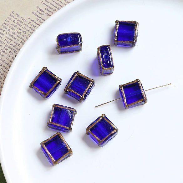 Jewelry Accessories Handwoven Retro Square Crystal And Antique Old Glass Beads Earrings Bracelet Necklace