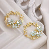 Jewelry Accessories Metal Faux Shellfish Four Leaf Floret With Pearl Leaf Vine Pendant Earrings Electroplated