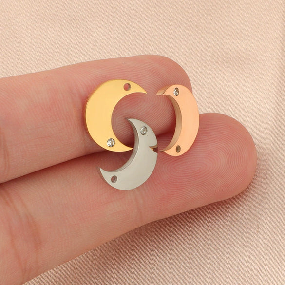 Jewelry Accessories Mirror Titanium Steel And Stainless Steel With Diamond Moon Fine Polishing Fashion Natural Bracelet Necklace Pendant