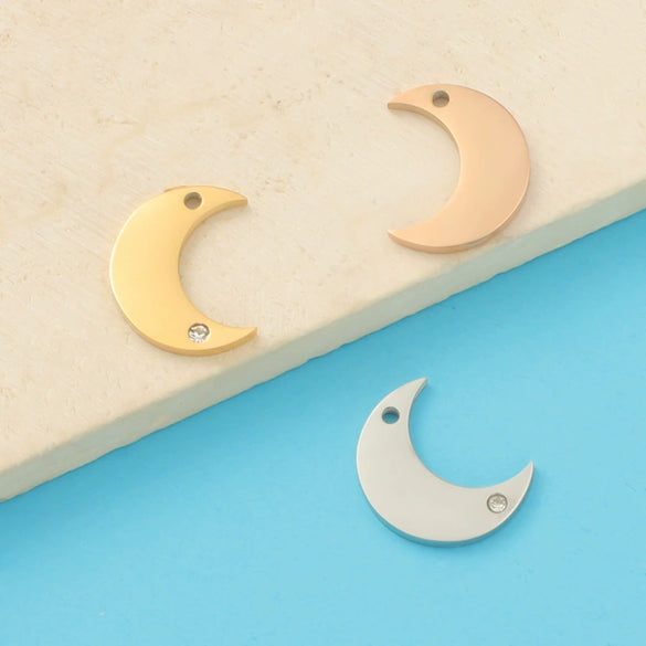 Jewelry Accessories Mirror Titanium Steel And Stainless Steel With Diamond Moon Fine Polishing Fashion Natural Bracelet Necklace Pendant