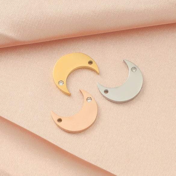 Jewelry Accessories Mirror Titanium Steel And Stainless Steel With Diamond Moon Fine Polishing Fashion Natural Bracelet Necklace Pendant