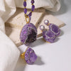 Jewelry Accessories Natural Amethyst Copper Crystal Pendant Women's Geometric Regular Chain Electroplated Necklace And Bracelet