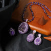 Jewelry Accessories Natural Amethyst Copper Crystal Pendant Women's Geometric Regular Chain Electroplated Necklace And Bracelet