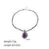 Jewelry Accessories Natural Amethyst Copper Crystal Pendant Women's Geometric Regular Chain Electroplated Necklace And Bracelet