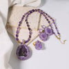 Jewelry Accessories Natural Amethyst Copper Crystal Pendant Women's Geometric Regular Chain Electroplated Necklace And Bracelet
