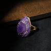 Jewelry Accessories Natural Amethyst Copper Crystal Pendant Women's Geometric Regular Chain Electroplated Necklace And Bracelet