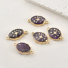 Jewelry Accessories Natural Crystal Jade Double Hanging Oval Copper Goldplated Pendant Diy Handmade Bracelet Necklace Connection