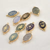 Jewelry Accessories Natural Crystal Jade Double Hanging Oval Copper Goldplated Pendant Diy Handmade Bracelet Necklace Connection