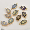 Jewelry Accessories Natural Crystal Jade Double Hanging Oval Copper Goldplated Pendant Diy Handmade Bracelet Necklace Connection