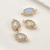 Jewelry Accessories Natural Crystal Jade Double Hanging Oval Copper Goldplated Pendant Diy Handmade Bracelet Necklace Connection