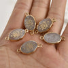 Jewelry Accessories Natural Crystal Jade Double Hanging Oval Copper Goldplated Pendant Diy Handmade Bracelet Necklace Connection