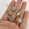 Jewelry Accessories Natural Crystal Jade Double Hanging Oval Copper Goldplated Pendant Diy Handmade Bracelet Necklace Connection