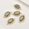 Jewelry Accessories Natural Crystal Jade Double Hanging Oval Copper Goldplated Pendant Diy Handmade Bracelet Necklace Connection