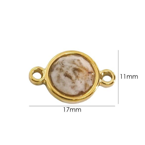 Jewelry Accessories Natural Stone Inlaid Double Hanging Titanium Steel Round Electroplated Vacuum In Furnace Fine Polishing