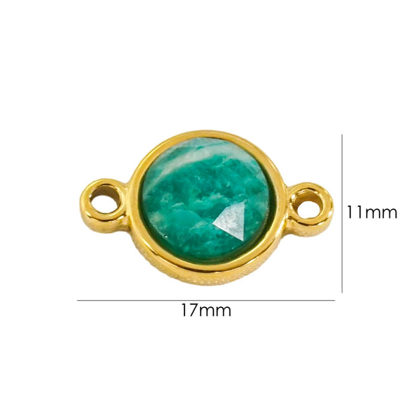 Jewelry Accessories Natural Stone Inlaid Double Hanging Titanium Steel Round Electroplated Vacuum In Furnace Fine Polishing