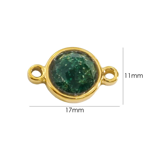 Jewelry Accessories Natural Stone Inlaid Double Hanging Titanium Steel Round Electroplated Vacuum In Furnace Fine Polishing