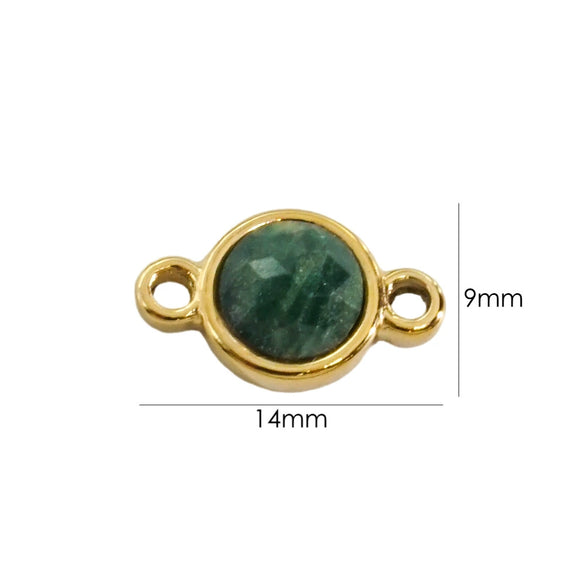 Jewelry Accessories Natural Stone Inlaid Double Hanging Titanium Steel Round Electroplated Vacuum In Furnace Fine Polishing