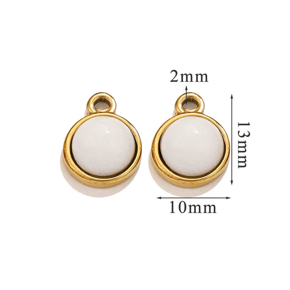 Jewelry Accessories Natural Stone Pendant Handmade With Stainless Steel And Electroplated 18K Gold In Oval Shape