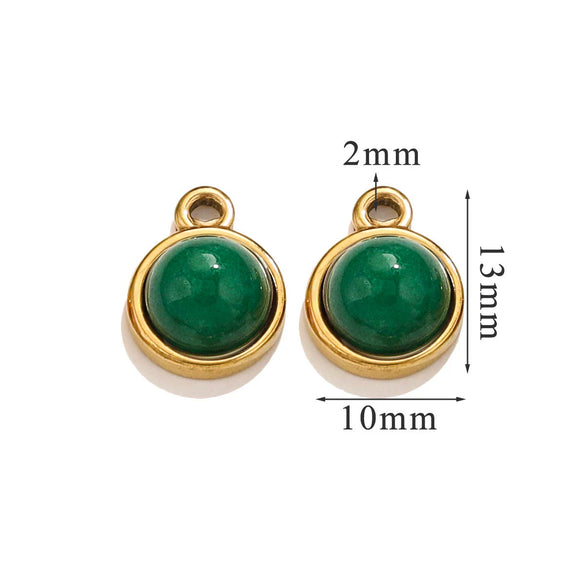 Jewelry Accessories Natural Stone Pendant Handmade With Stainless Steel And Electroplated 18K Gold In Oval Shape
