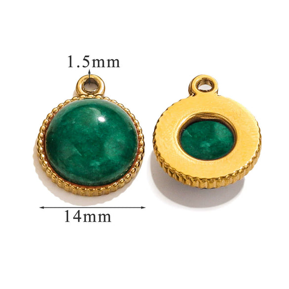 Jewelry Accessories Natural Stone Pendant Handmade With Stainless Steel And Electroplated 18K Gold In Oval Shape