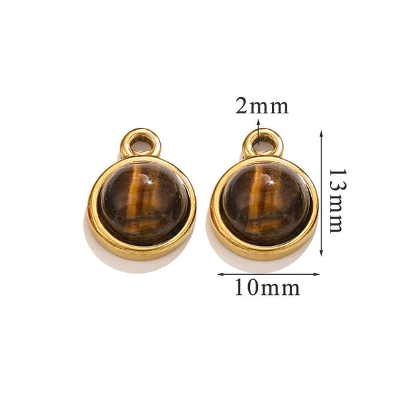 Jewelry Accessories Natural Stone Pendant Handmade With Stainless Steel And Electroplated 18K Gold In Oval Shape