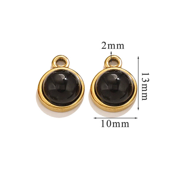 Jewelry Accessories Natural Stone Pendant Handmade With Stainless Steel And Electroplated 18K Gold In Oval Shape