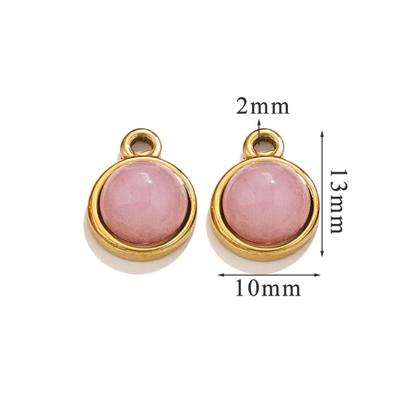 Jewelry Accessories Natural Stone Pendant Handmade With Stainless Steel And Electroplated 18K Gold In Oval Shape