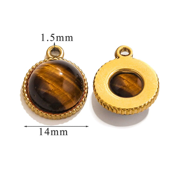Jewelry Accessories Natural Stone Pendant Handmade With Stainless Steel And Electroplated 18K Gold In Oval Shape