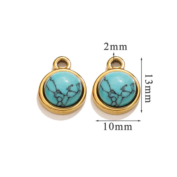 Jewelry Accessories Natural Stone Pendant Handmade With Stainless Steel And Electroplated 18K Gold In Oval Shape