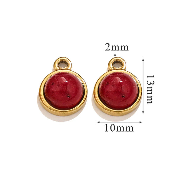 Jewelry Accessories Natural Stone Pendant Handmade With Stainless Steel And Electroplated 18K Gold In Oval Shape