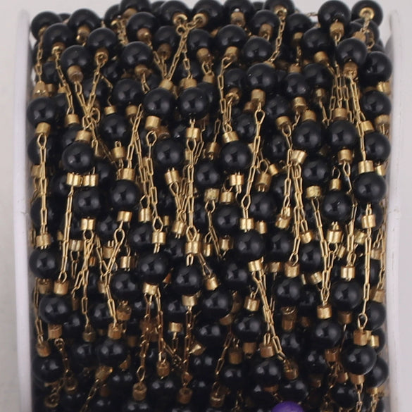 Jewelry Accessories Natural Stone Stainless Steel Chain With Vacuum Gold Plating Electroplating