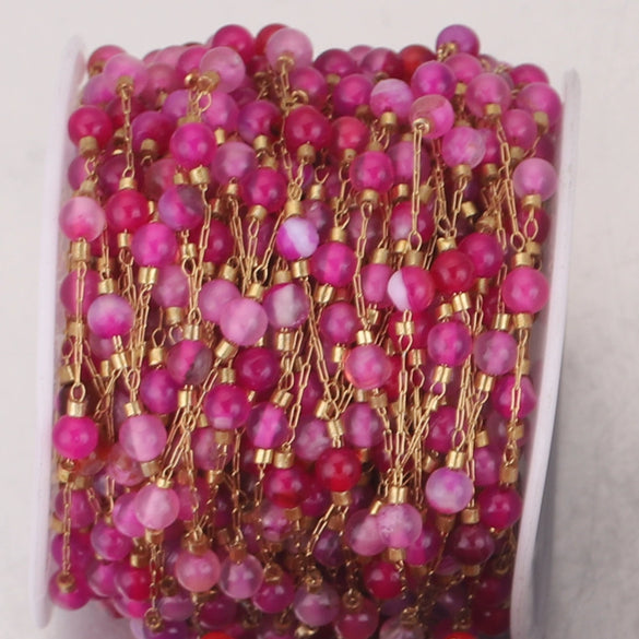 Jewelry Accessories Natural Stone Stainless Steel Chain With Vacuum Gold Plating Electroplating