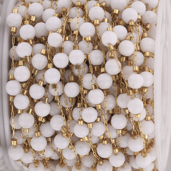 Jewelry Accessories Natural Stone Stainless Steel Chain With Vacuum Gold Plating Electroplating