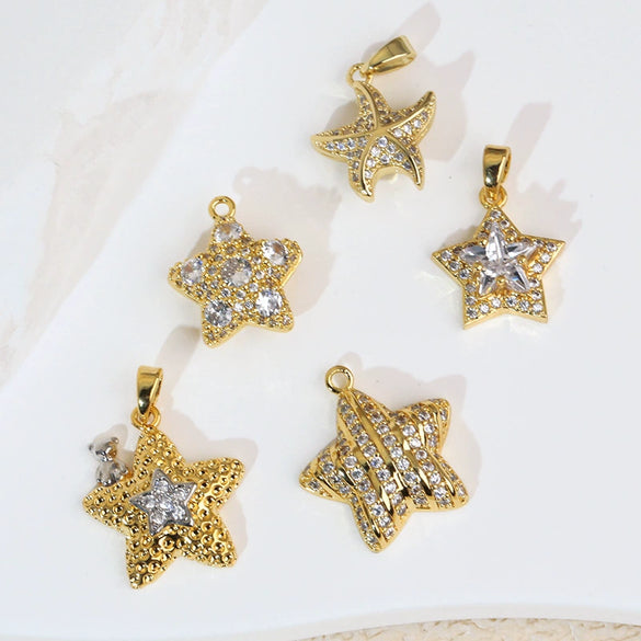 Jewelry Accessories Necklace Pendant Women's Diamond Fivepointed Star Electroplated Copper
