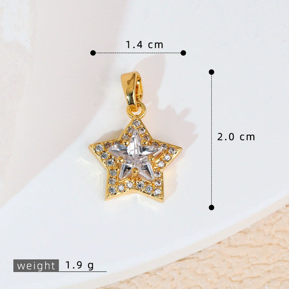 Jewelry Accessories Necklace Pendant Women's Diamond Fivepointed Star Electroplated Copper