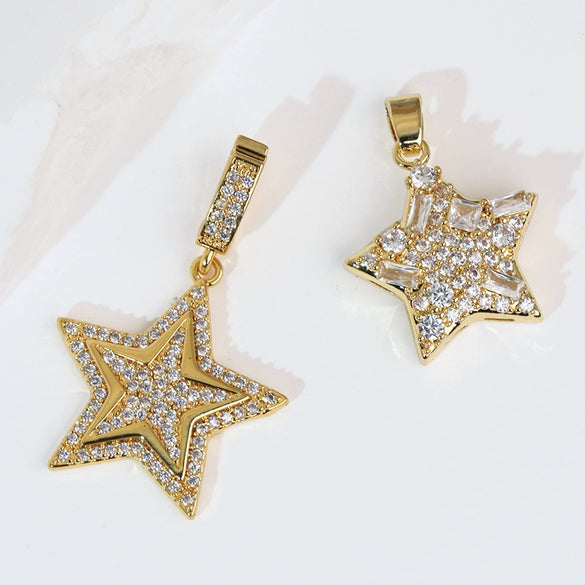Jewelry Accessories Necklace Pendant Women's Diamond Fivepointed Star Electroplated Copper